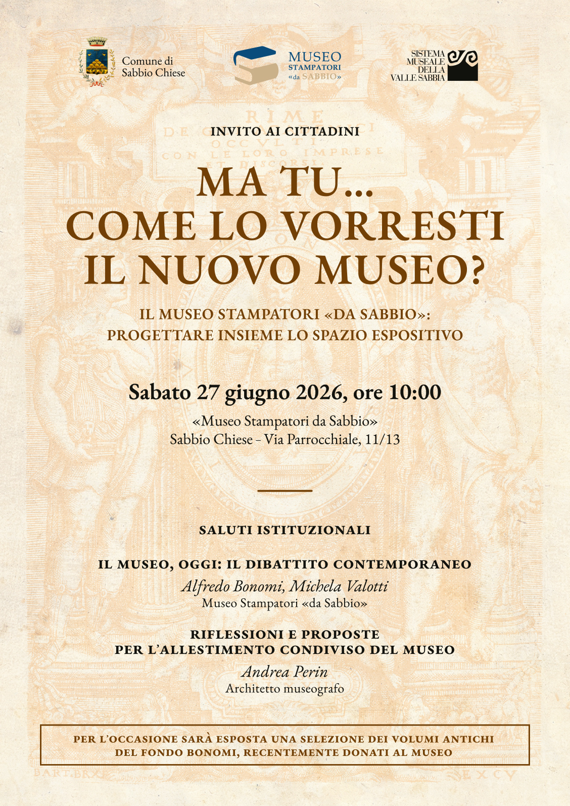 Locandina “Ma tu... come lo vorresti il nuovo Museo?” - Museo Stampatori «da Sabbio”
